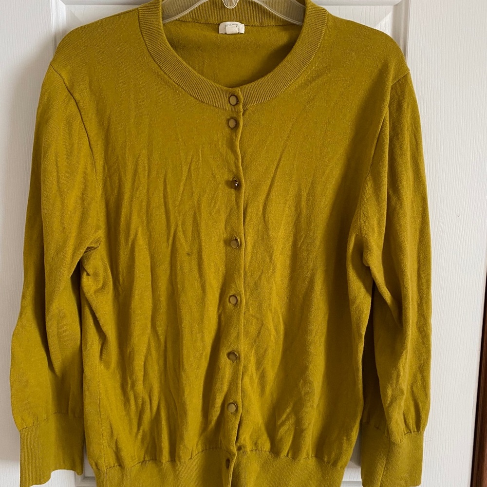 JCrew mustard cardigan
